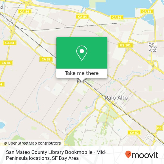 Mapa de San Mateo County Library Bookmobile - Mid-Peninsula locations