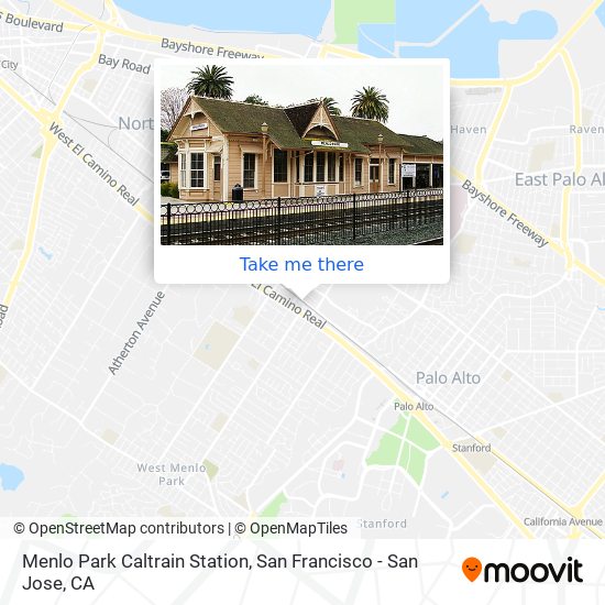 Menlo Park Caltrain Station map