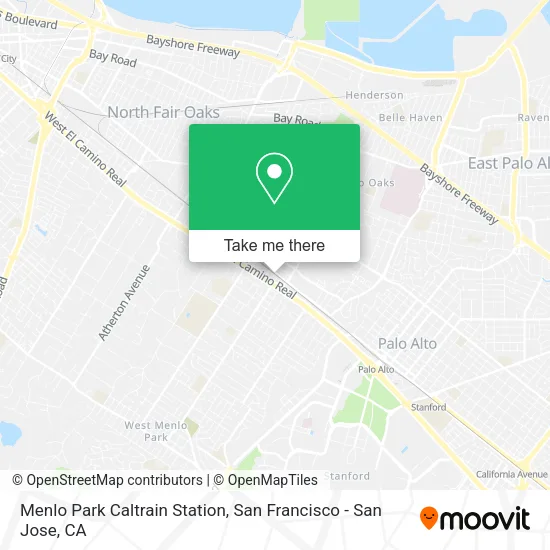 Menlo Park Caltrain Station map