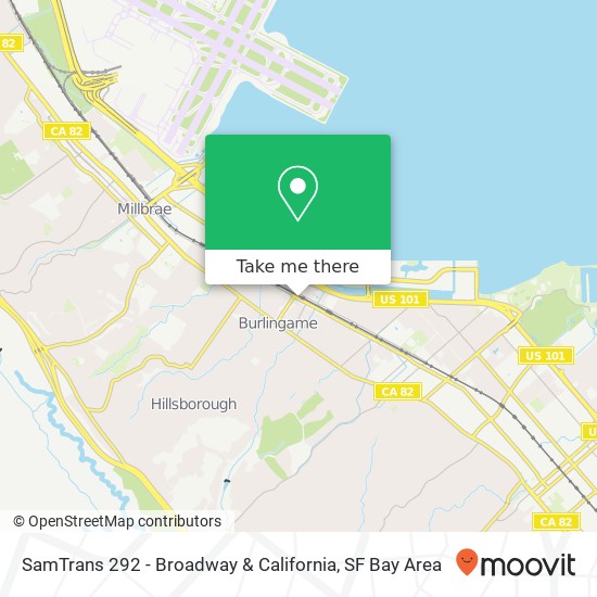 SamTrans 292 - Broadway & California map