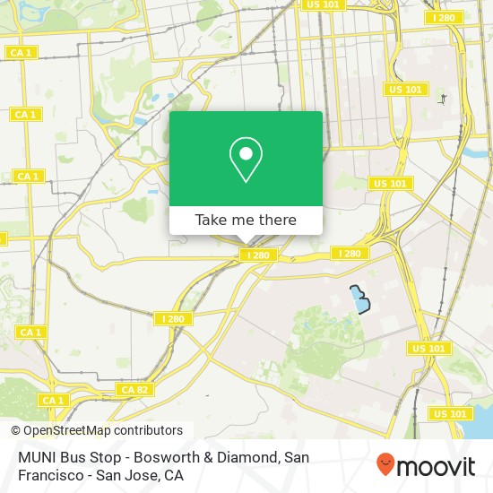 Mapa de MUNI Bus Stop - Bosworth & Diamond