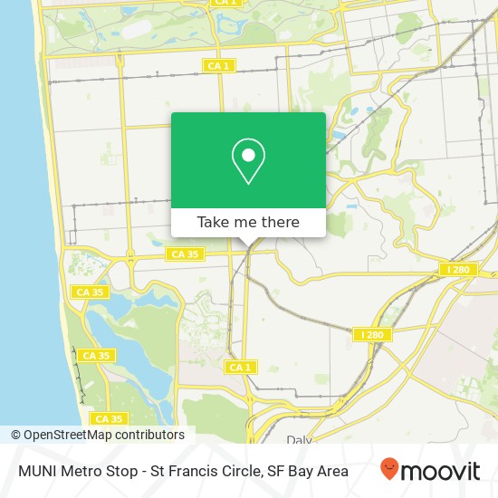 MUNI Metro Stop - St Francis Circle map