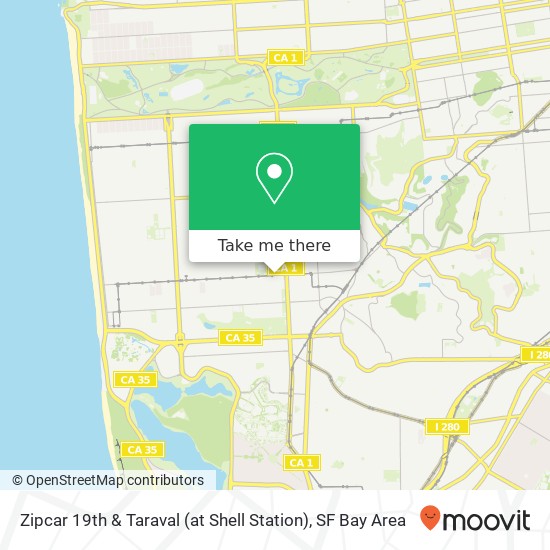 Zipcar 19th & Taraval (at Shell Station) map