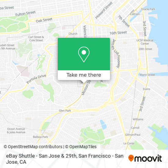 eBay Shuttle - San Jose & 29th map