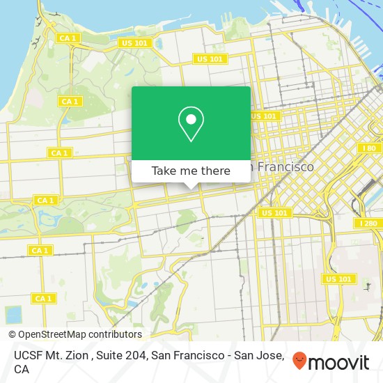 Mapa de UCSF Mt. Zion , Suite 204