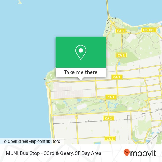 MUNI Bus Stop - 33rd & Geary map