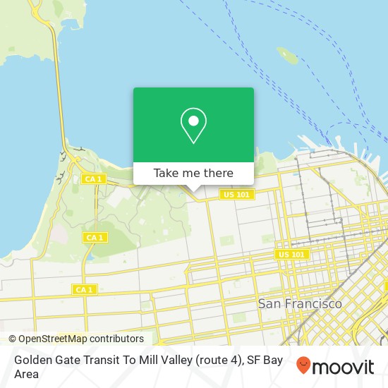 Mapa de Golden Gate Transit To Mill Valley (route 4)