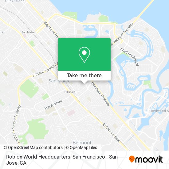 How to get to Roblox World Headquarters in San Mateo by Bus, Train or BART?