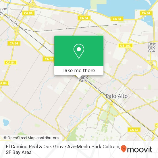 Mapa de El Camino Real & Oak Grove Ave-Menlo Park Caltrain