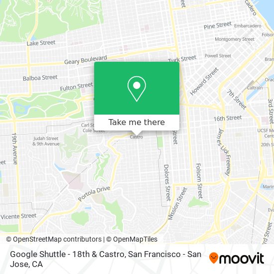 Mapa de Google Shuttle - 18th & Castro