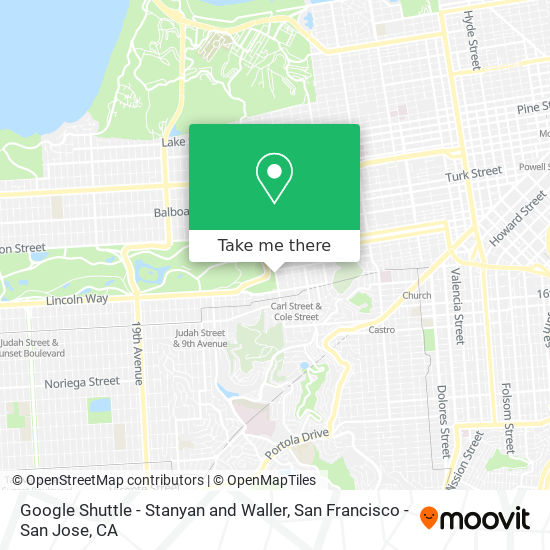 Google Shuttle - Stanyan and Waller map
