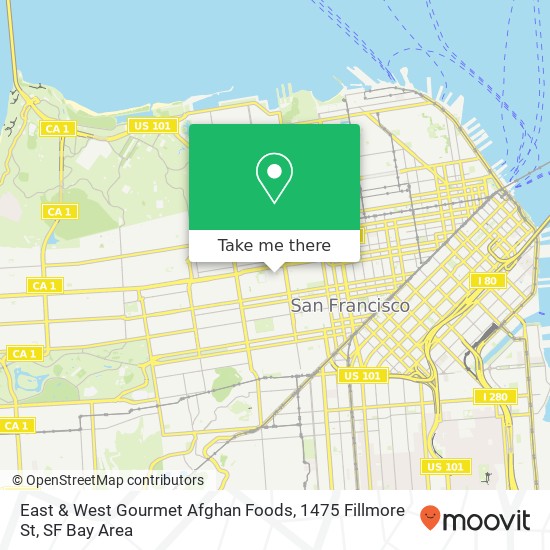 East & West Gourmet Afghan Foods, 1475 Fillmore St map