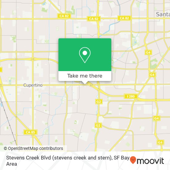 Mapa de Stevens Creek Blvd (stevens creek and stern), Cupertino, CA 95014