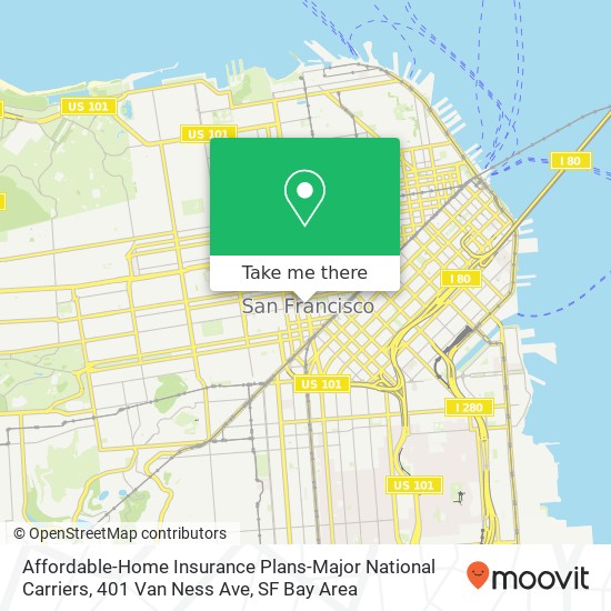 Mapa de Affordable-Home Insurance Plans-Major National Carriers, 401 Van Ness Ave