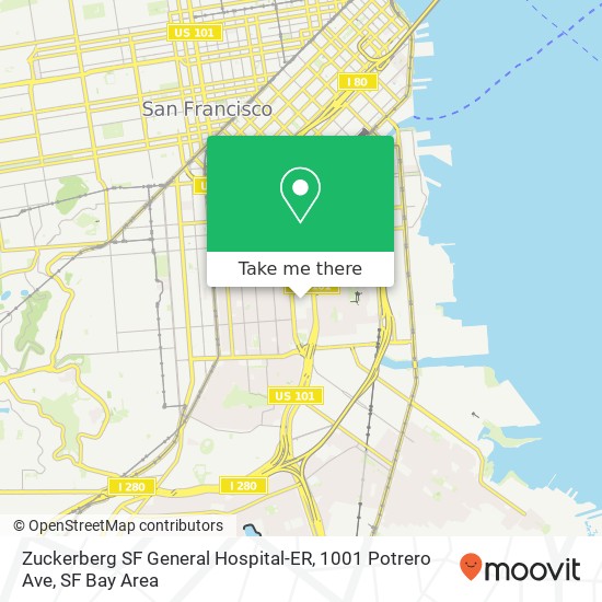 Mapa de Zuckerberg SF General Hospital-ER, 1001 Potrero Ave