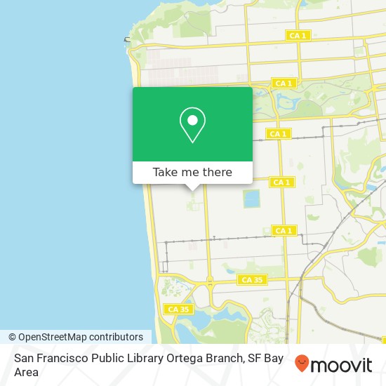 Mapa de San Francisco Public Library Ortega Branch, 3223 Ortega St