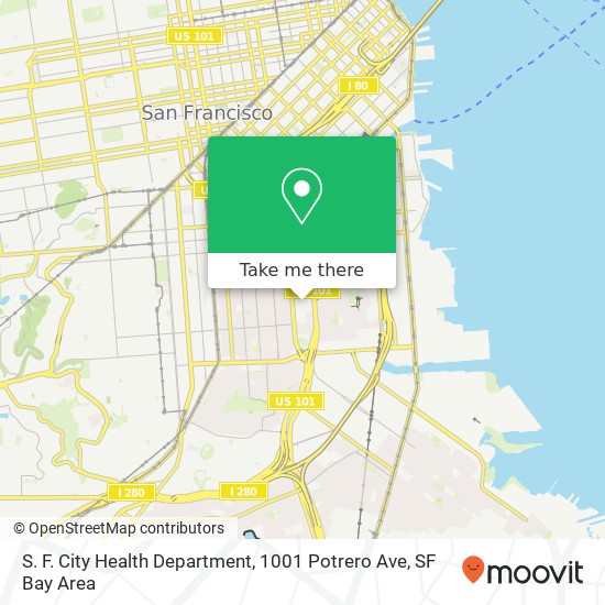 Mapa de S. F. City Health Department, 1001 Potrero Ave