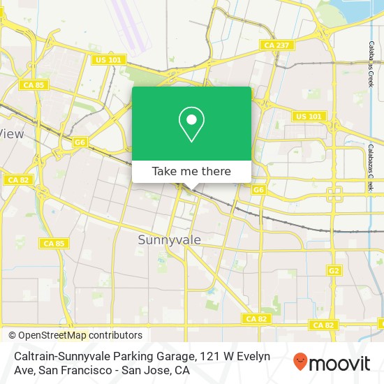Mapa de Caltrain-Sunnyvale Parking Garage, 121 W Evelyn Ave