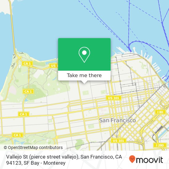 Mapa de Vallejo St (pierce street vallejo), San Francisco, CA 94123