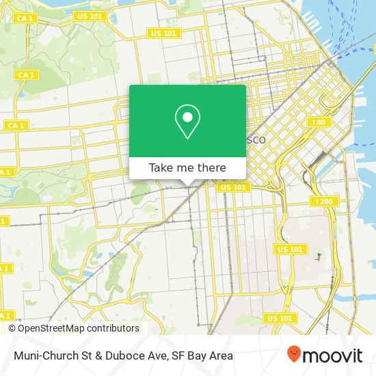 Muni-Church St & Duboce Ave map