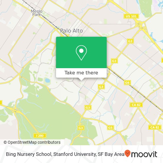 Mapa de Bing Nursery School, Stanford University, 850 Escondido Rd