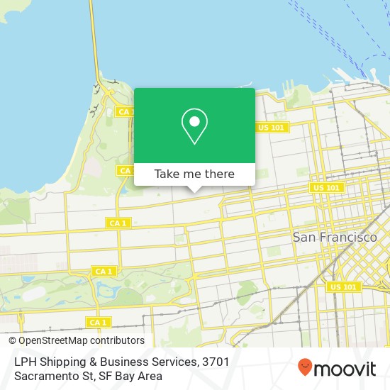 Mapa de LPH Shipping & Business Services, 3701 Sacramento St