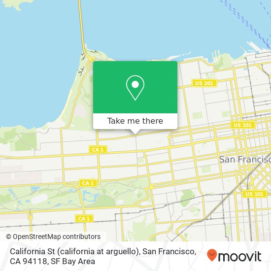 California St (california at arguello), San Francisco, CA 94118 map
