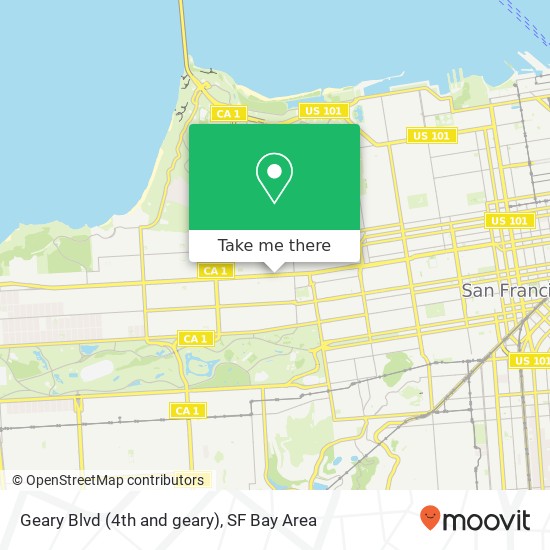 Mapa de Geary Blvd (4th and geary), San Francisco, CA 94118