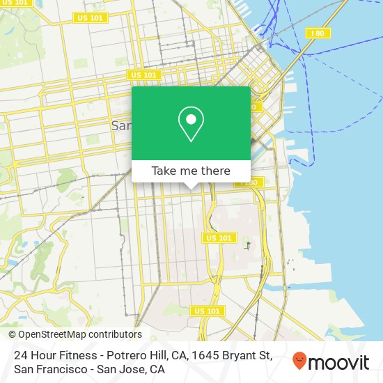 24 Hour Fitness - Potrero Hill, CA, 1645 Bryant St map