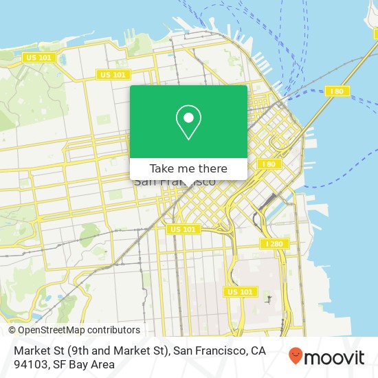 Mapa de Market St (9th and Market St), San Francisco, CA 94103