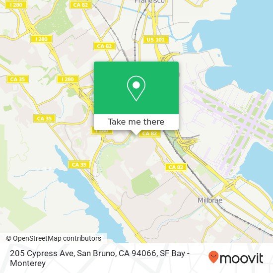 Mapa de 205 Cypress Ave, San Bruno, CA 94066