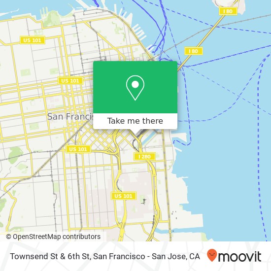 Townsend St & 6th St map