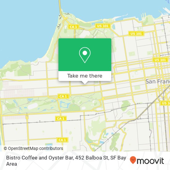 Mapa de Bistro Coffee and Oyster Bar, 452 Balboa St