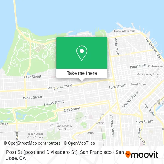 Mapa de Post St (post and Divisadero St)