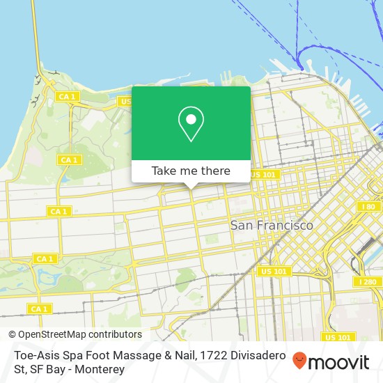 Mapa de Toe-Asis Spa Foot Massage & Nail, 1722 Divisadero St