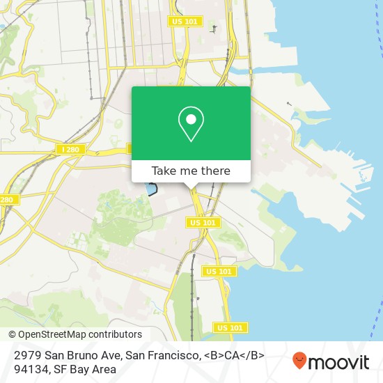 Mapa de 2979 San Bruno Ave, San Francisco, <B>CA< / B> 94134