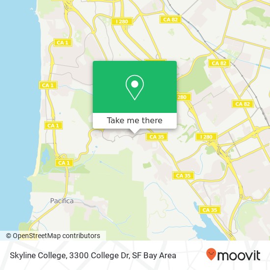 Mapa de Skyline College, 3300 College Dr