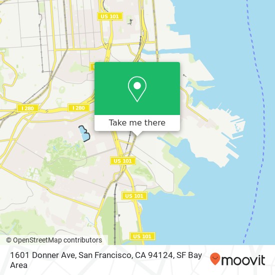 Mapa de 1601 Donner Ave, San Francisco, CA 94124
