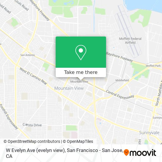 W Evelyn Ave (evelyn view) map
