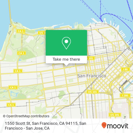 Mapa de 1550 Scott St, San Francisco, CA 94115