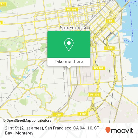 Mapa de 21st St (21st ames), San Francisco, CA 94110