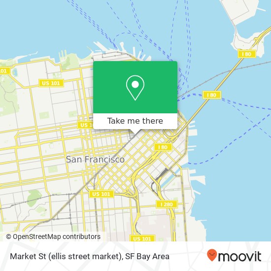 Mapa de Market St (ellis street market), San Francisco, CA 94102