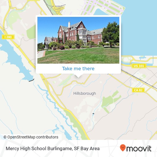 Mapa de Mercy High School Burlingame, 2750 Adeline Dr