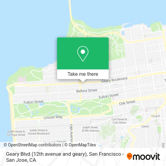 Mapa de Geary Blvd (12th avenue and geary)