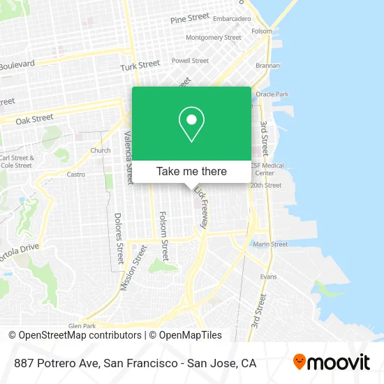 Mapa de 887 Potrero Ave