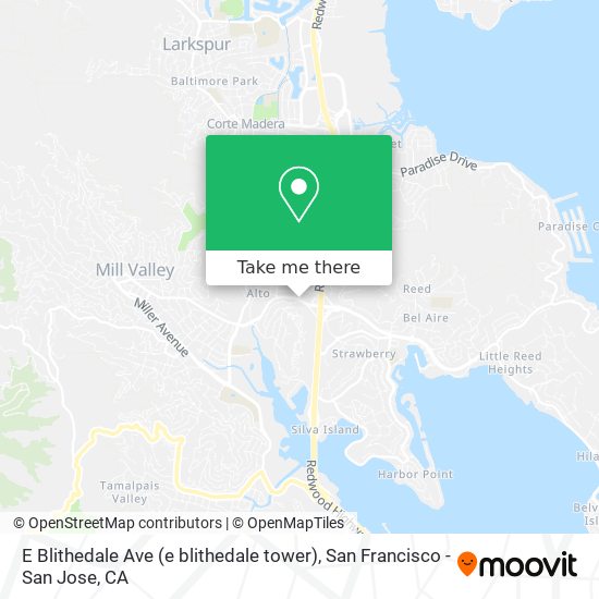 Mapa de E Blithedale Ave (e blithedale tower)