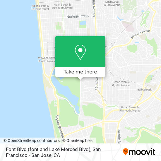 Font Blvd (font and Lake Merced Blvd) map