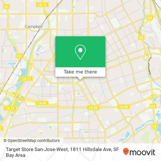 Mapa de Target Store San-Jose-West, 1811 Hillsdale Ave