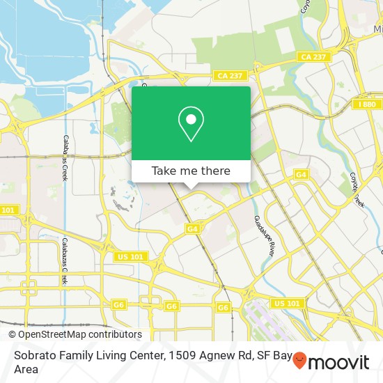 Mapa de Sobrato Family Living Center, 1509 Agnew Rd
