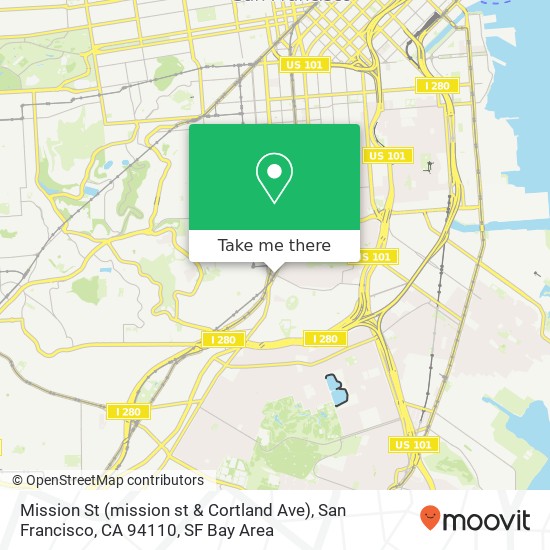 Mapa de Mission St (mission st & Cortland Ave), San Francisco, CA 94110